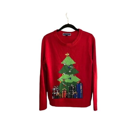 Karen Scott women’s Christmas tree red long sleeve sweater so small - Picture 1 of 4